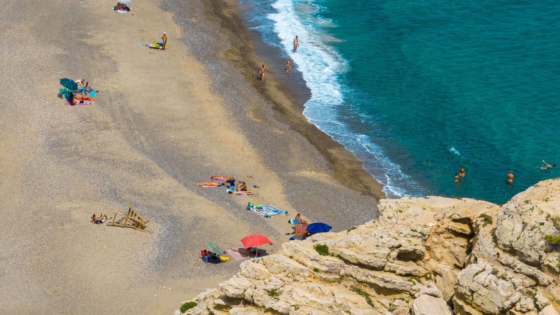 Aerial view of Roca del torn, naturist beach and resort near Tarragona in Spain