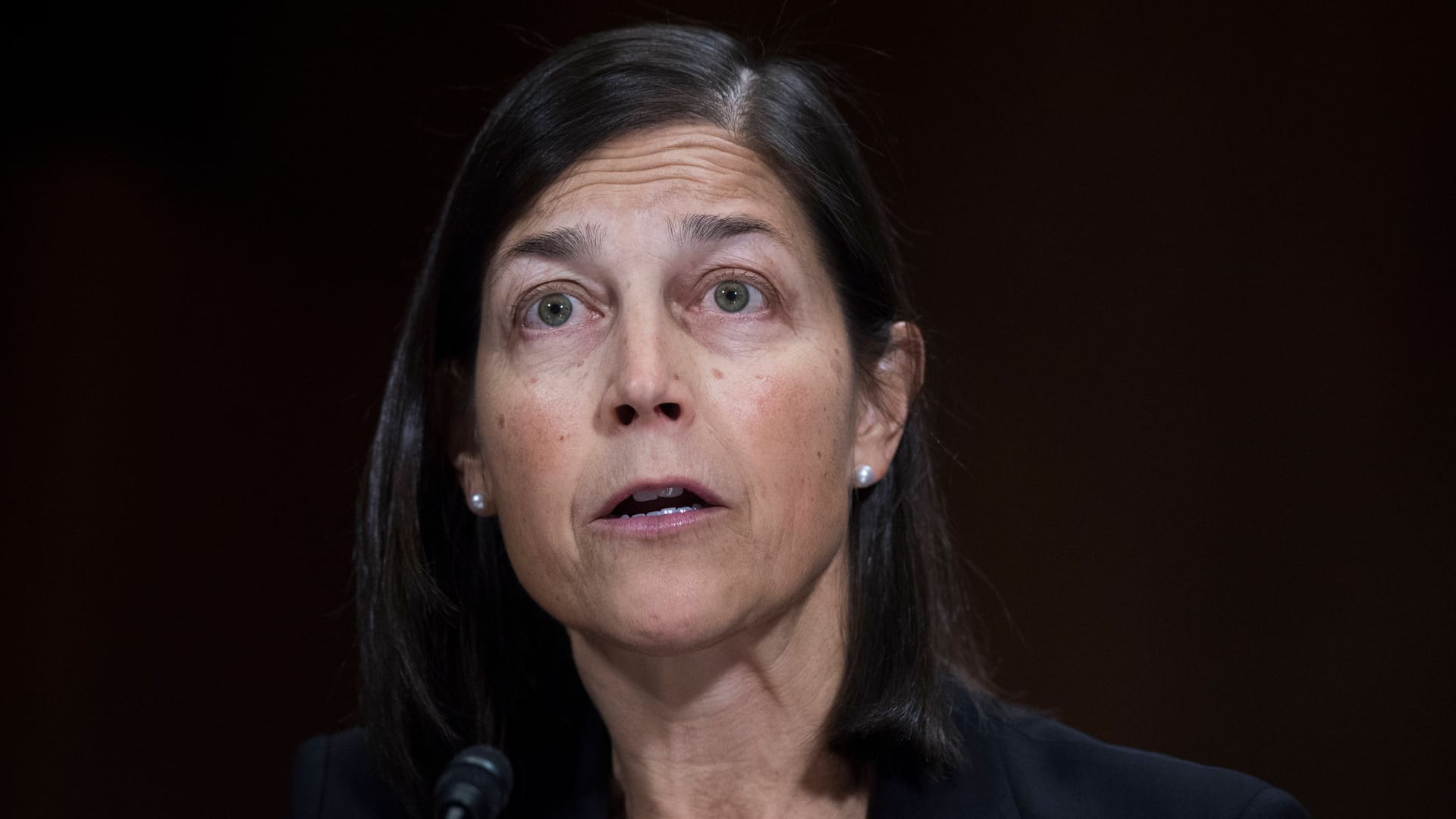 Karin Immergut bei ihrer Senatsanhörung (Archivbild): Trump hatte die Richterin während seiner ersten Amtszeit ernannt. Karin Immergut bei ihrer Senatsanhörung (Archivbild): Trump hatte die Richterin während seiner ersten Amtszeit ernannt.