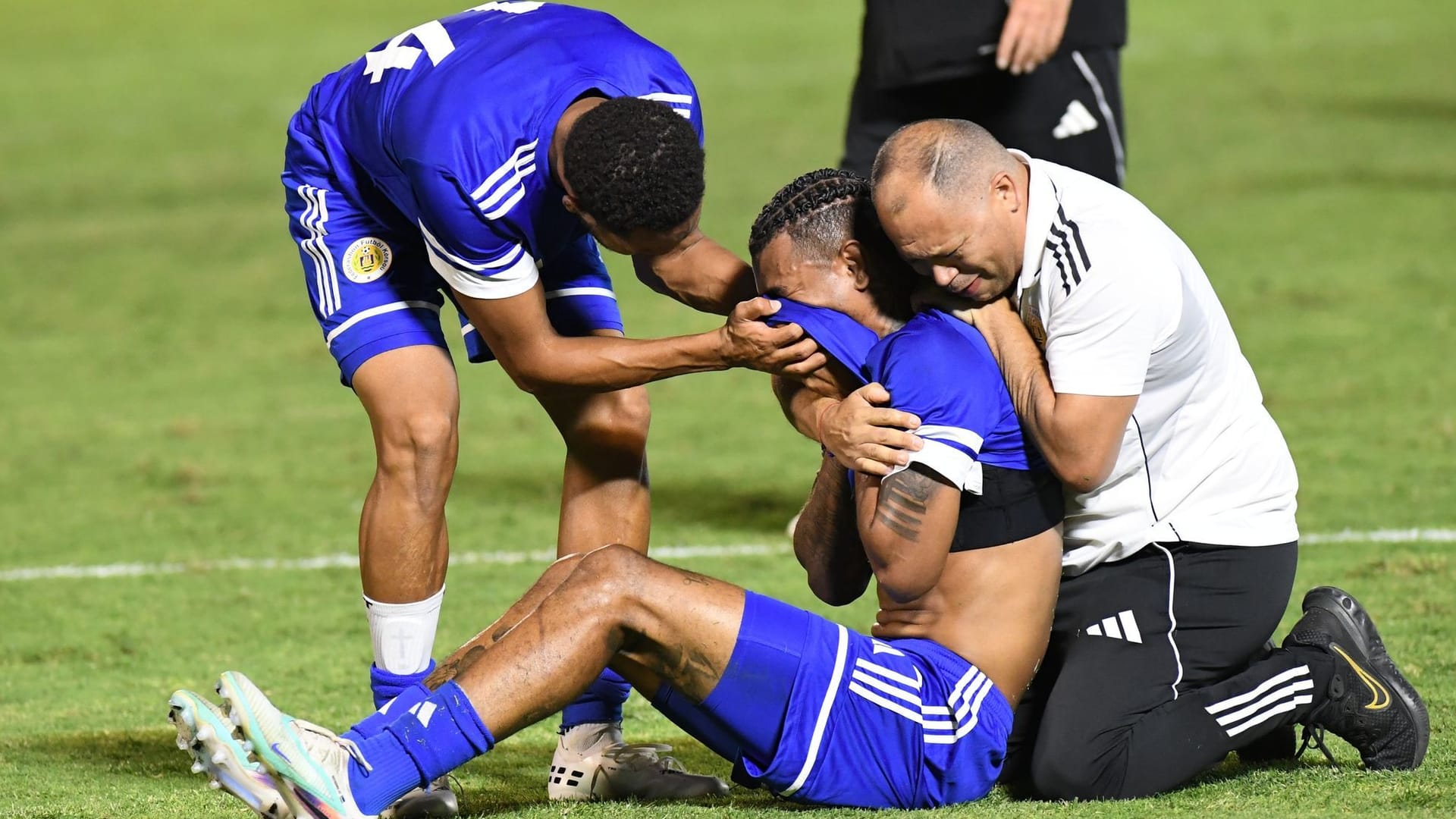 Unbridled joy: Curaçao players and staff celebrate their qualification for the 2026 World Cup. Unbridled joy: Curaçao players and staff celebrate their qualification for the 2026 World Cup.